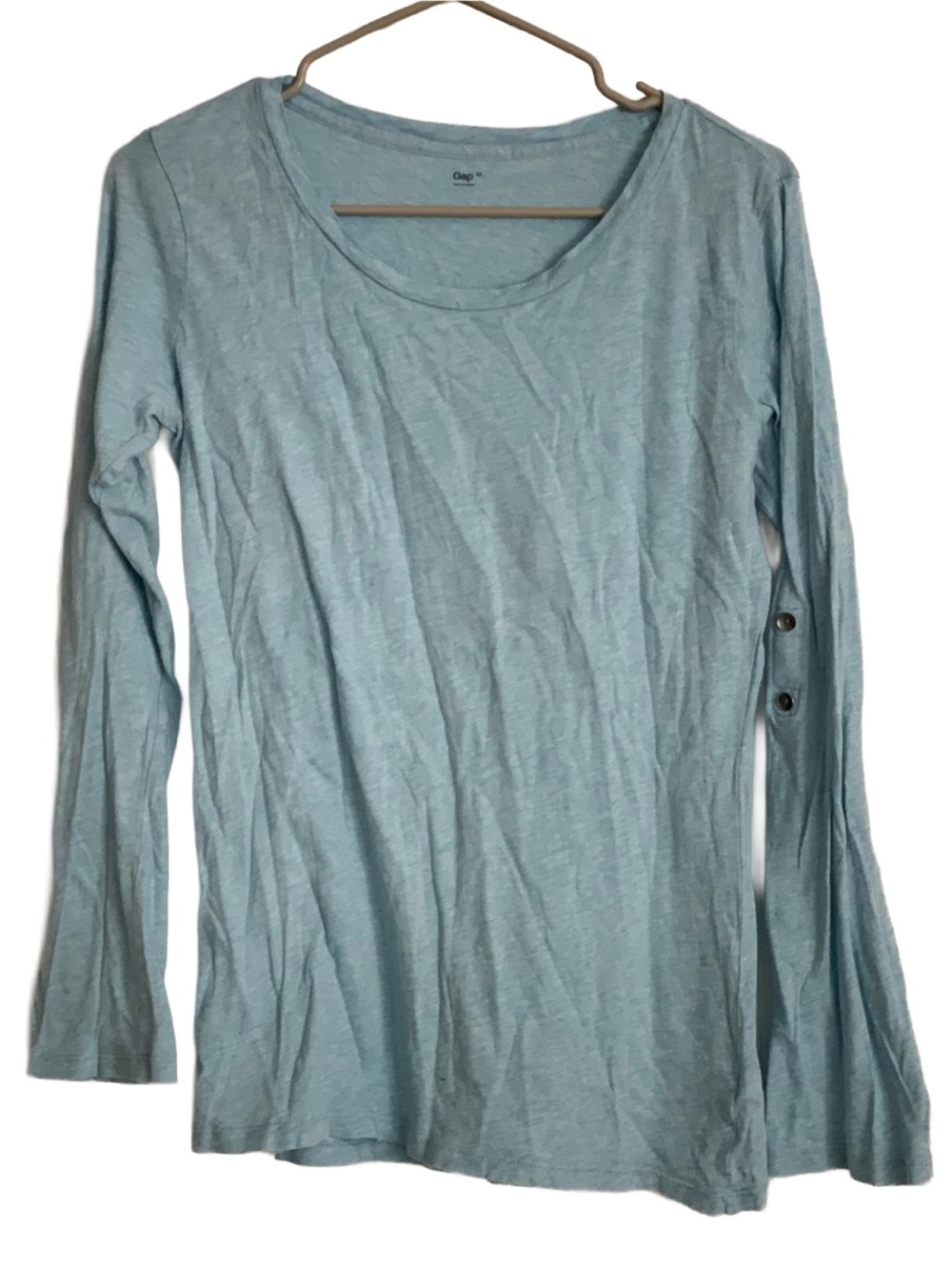 GAP Women’s Light Blue Long Sleeve Lightweight Pima Cotton Top